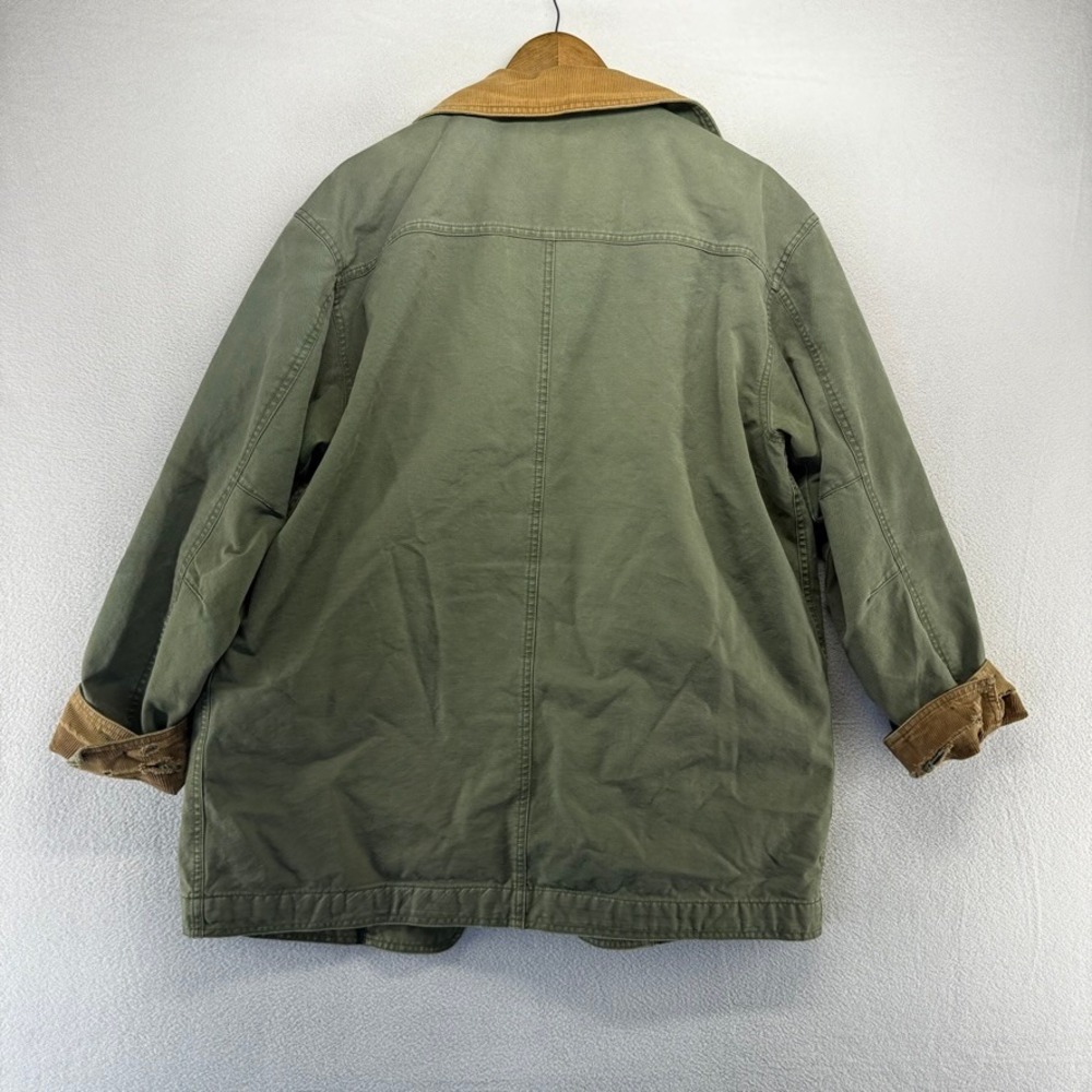 Vintage LL Bean Jacket Men's Medium Green Barn Coat Canvas Lined Distressed y2k - Picture 13 of 14